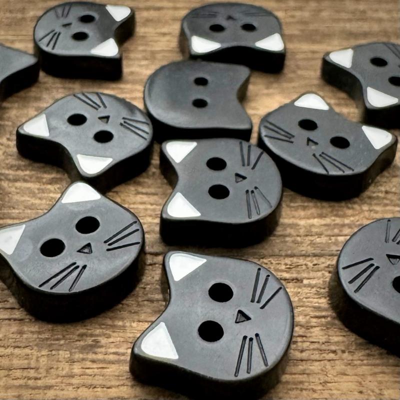 10Pcs Resin Cat Ear Buttons, Cute Cartoon Fasteners for DIY Crafts & Sewing, Washable & Durable Clothing Decoration