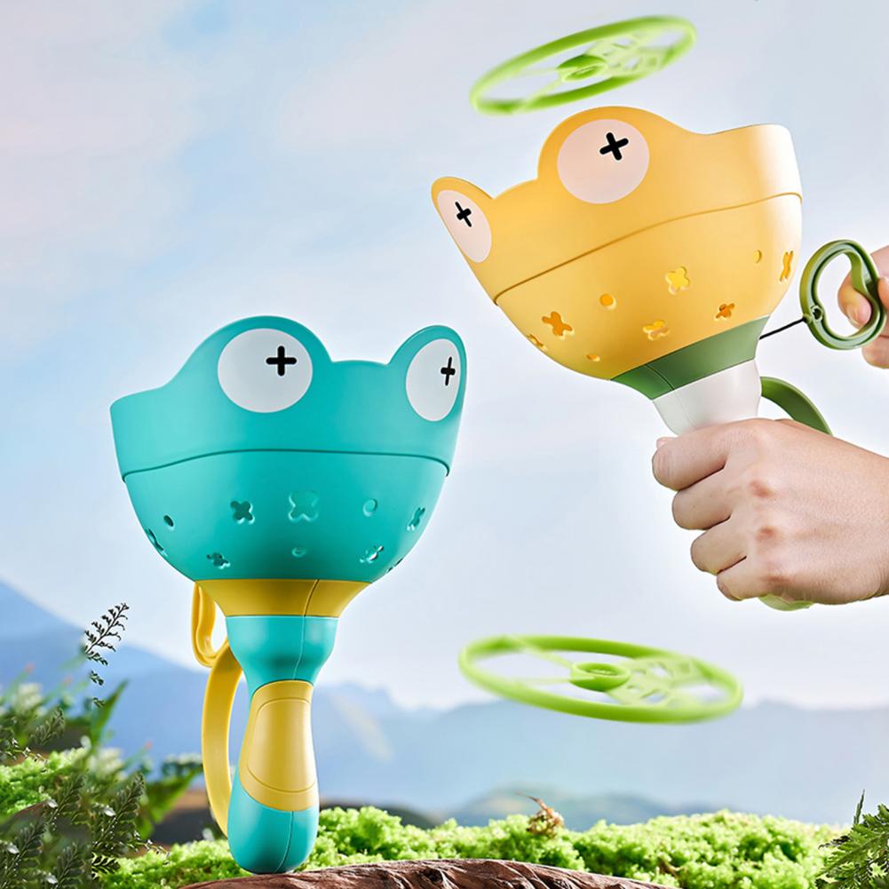 Flying Saucer Disc Launcher Kids Flying Toys Pull String UFO Throw Catch Outdoor Sport Propeller Children Toys For Boy Girl