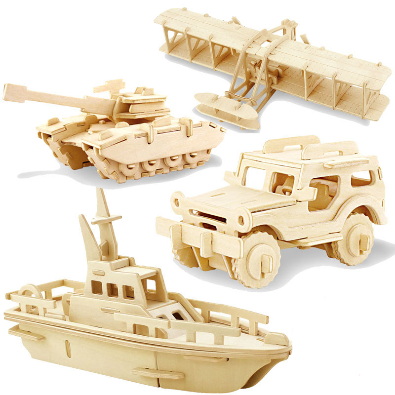 3D DIY Wood Puzzle Toy Series Tank Vehicle Model Set Creative Assembled Education Puzzle Toys For Children Kids
