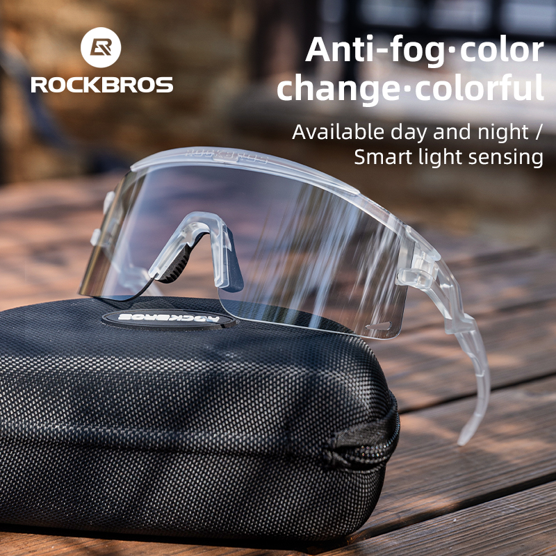 ROCKBROS Cycling Glasses Stain-Resistant Photochromic Polarized Lens Anti-UV Outdoor Sports Goggles for Men