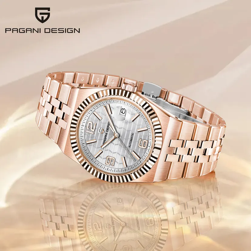 2026 New PAGANI DESIGN Watches Wave Dial Luxury Mechanical Watch For Men Stainless Steel Rose Gold AR Sapphire Waterproof Clock