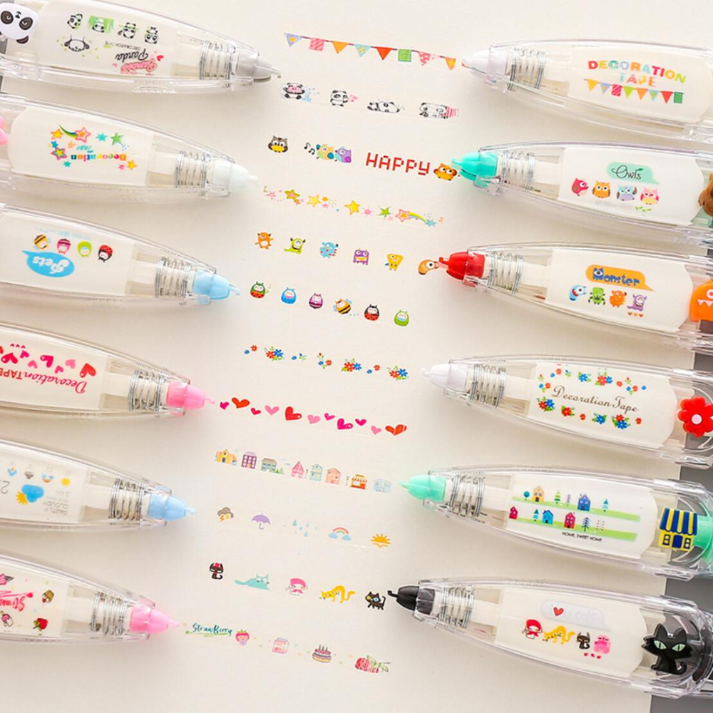 1 pc Kawaii Animals Mechanical Decorative Correction Tape Corrector Diary Diy Journal Art Supplies Accessories School