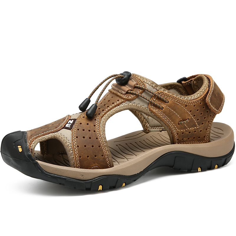 Large Size Men's Summer Non-Slip Beach Sandals Handmade Genuine Leather Outdoor Fashion Sneakers
