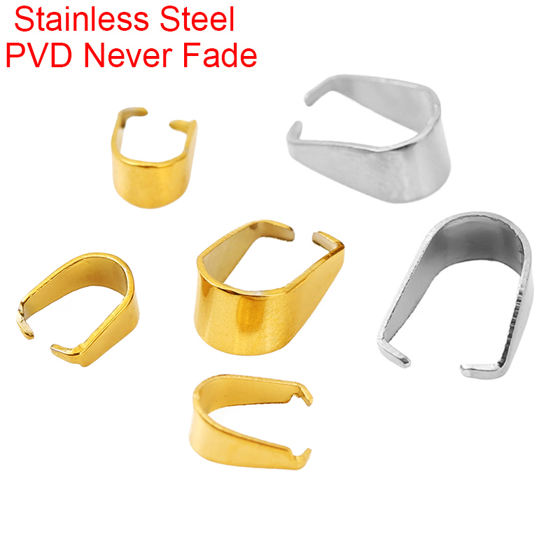 20pcs 9.5mm Stainless Steel Pearl Pendants Clasps PVD Never Fade Pinch Clip Fasteners Connectors For Diy Necklace Jewelry Making pen gpt