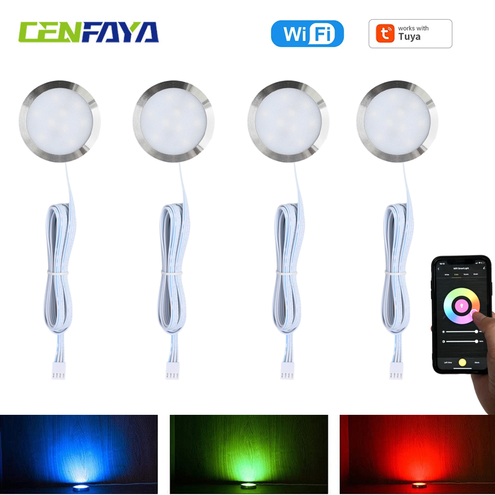 12V Full Kit Tuya WiFi RGB LED Under Cabinet Closet Light Furniture Kitchen Shelf Lamp Smart Life APP for Assistant Alexa