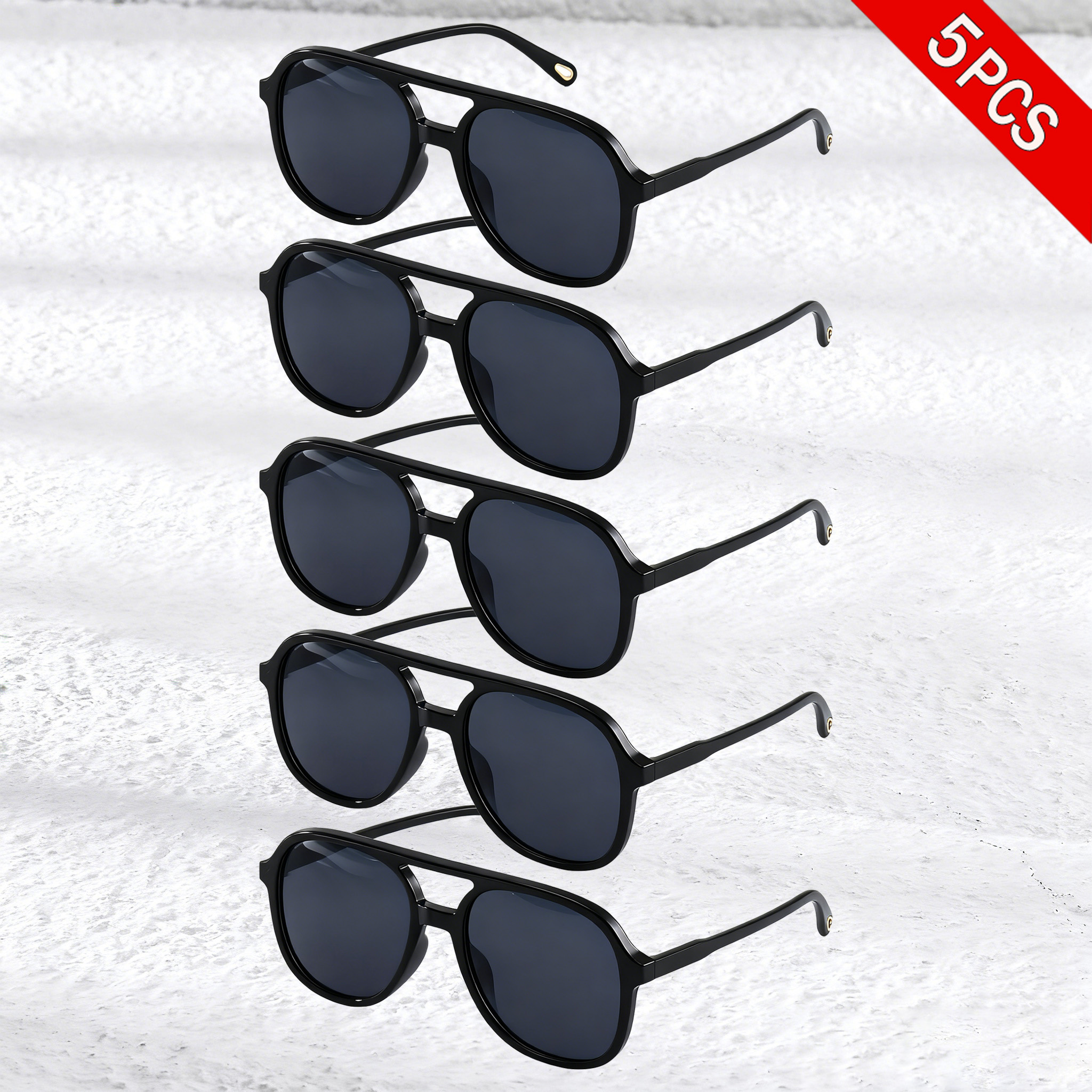 5 pairs of vintage oversized double-barreled glasses, colorful design suitable for photography decoration and shopping