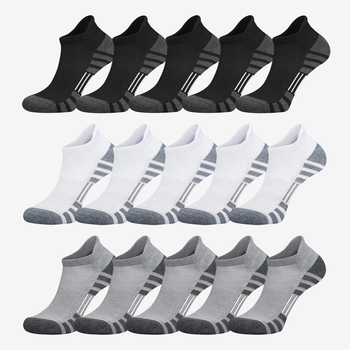 1/5 Pairs Unisex Ankle Athletic Running Socks Low Cut Sports Socks Breathable Cushioned Tab Socks for Men and Women