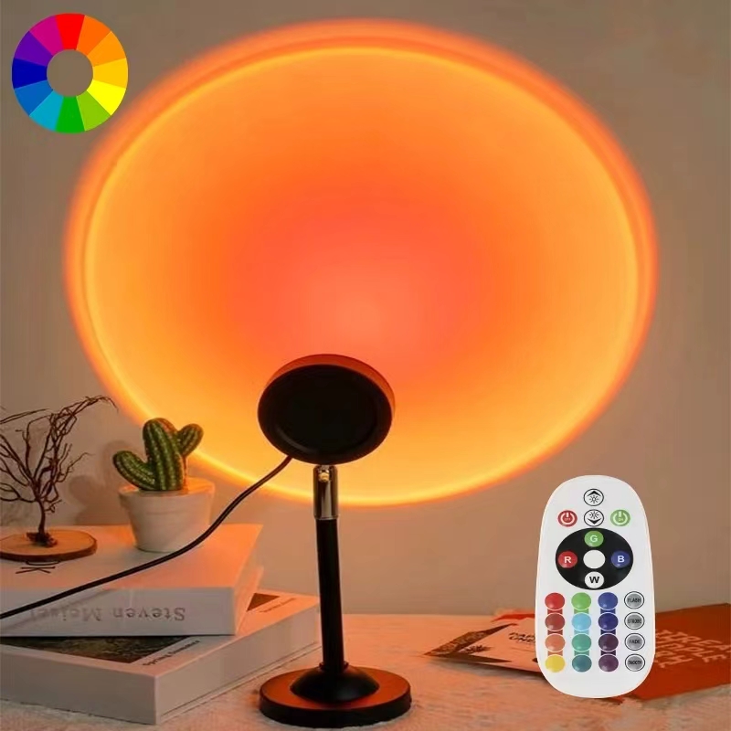 1 PCS Sunset LED Projection Light Remote Control, 16-color Environment USB Plug Night Light, Bedroom Decor Background Wall Photo