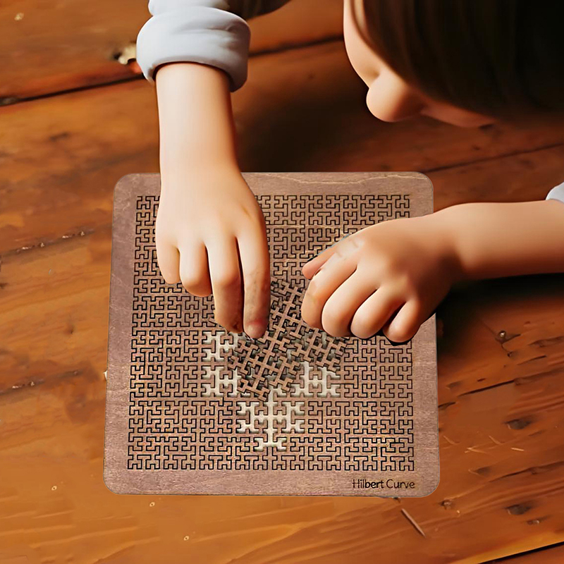 Wooden Fractal Tray Puzzle Unique Irregular Impossible Difficult Mind Bending Labyrinth Jigsaw for Adults Kids Brain Teaser Toy