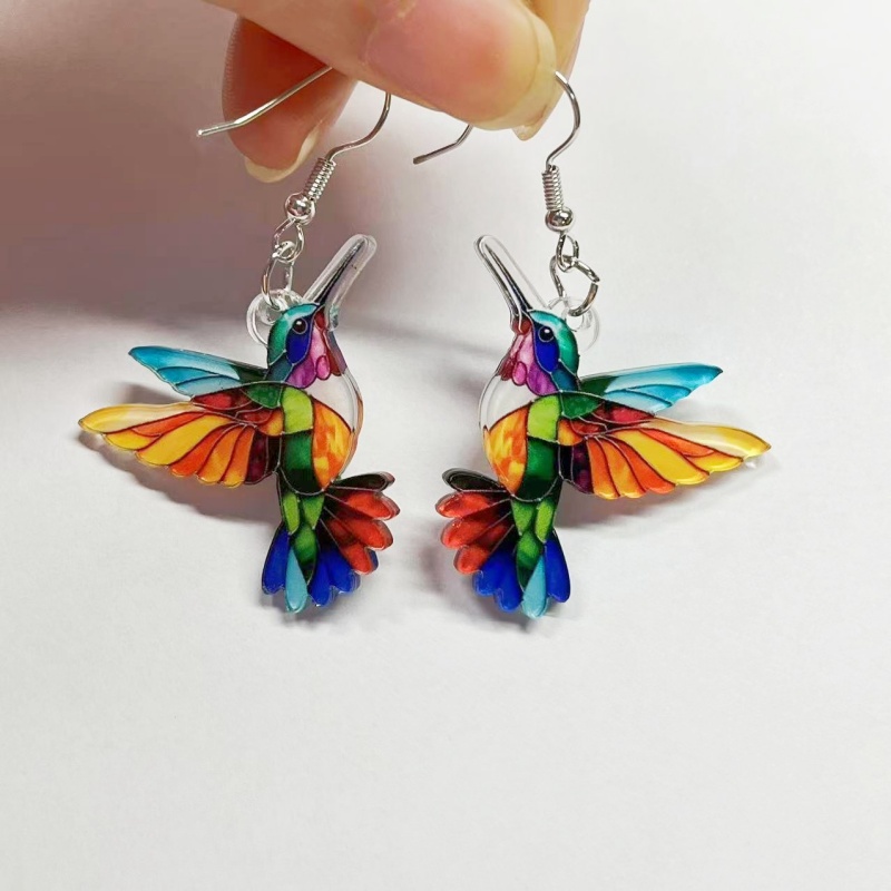 Spring colorful bird acrylic earrings 2025 new hot sale fashion retro ladies earrings