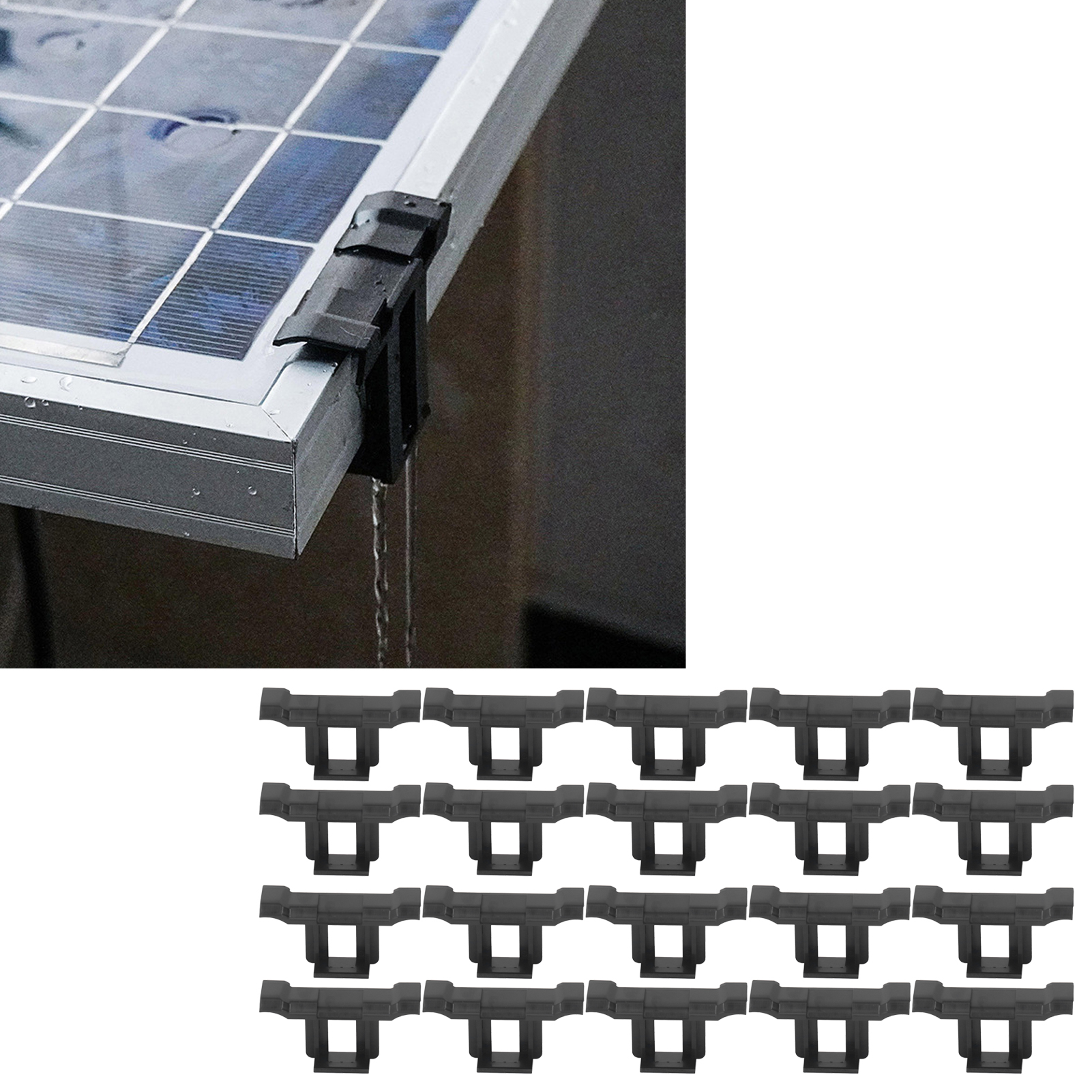 20PCS Solar Panel Water Drain Clip PV Modules Cleaning Clip 30mm Photovoltaic Panel Drainage Buckle Clip
