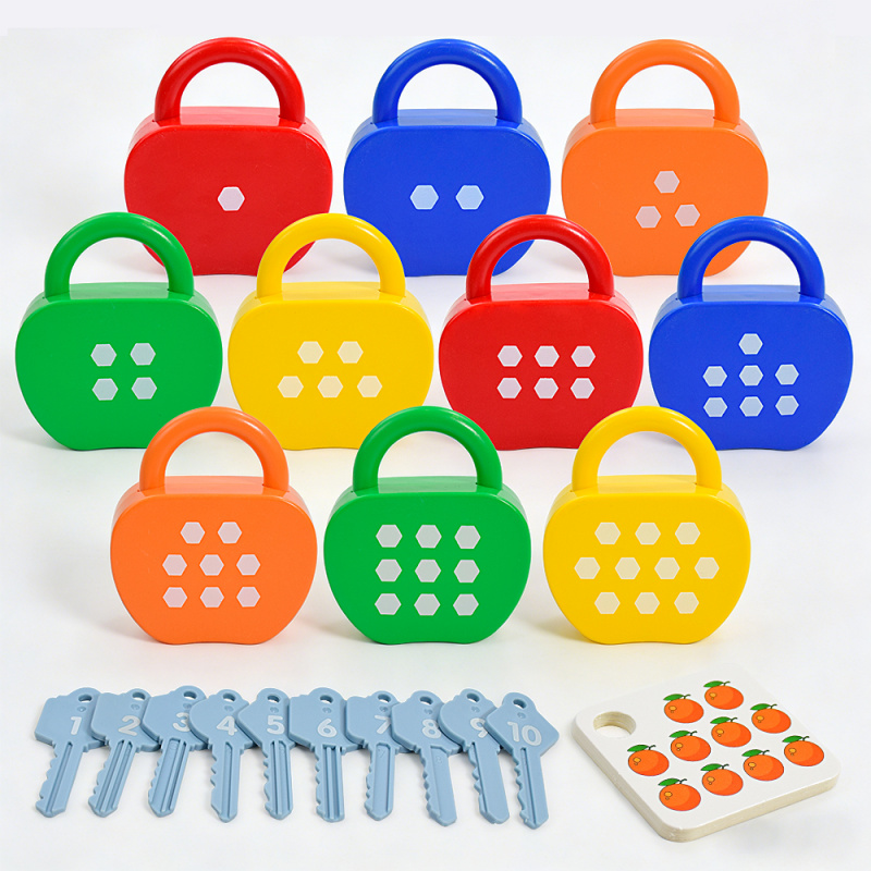 5 or 10 Sets Lock and Key Sensory Toy, Number Counting & Matching Math Games, Preschool Learning Activities
