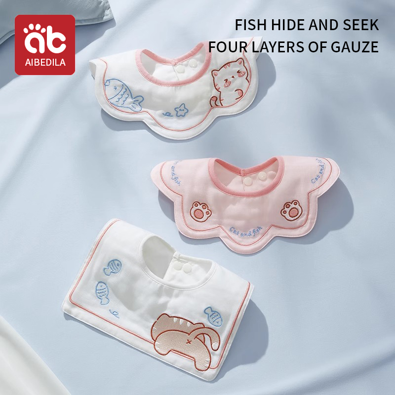 3pcs Ins Korea New Cotton Baby Bib Embroidery Bib Baby Drool Towel Boys and Girls Drool Pocket Waterproof Baby Kleding Jongen