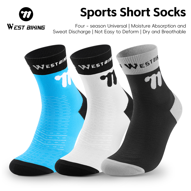 WEST BIKING Cycling Sports Short Socks High Elastic Moisture Absorption Bicycle Short Sock Breathable Four Season Bike Equipment