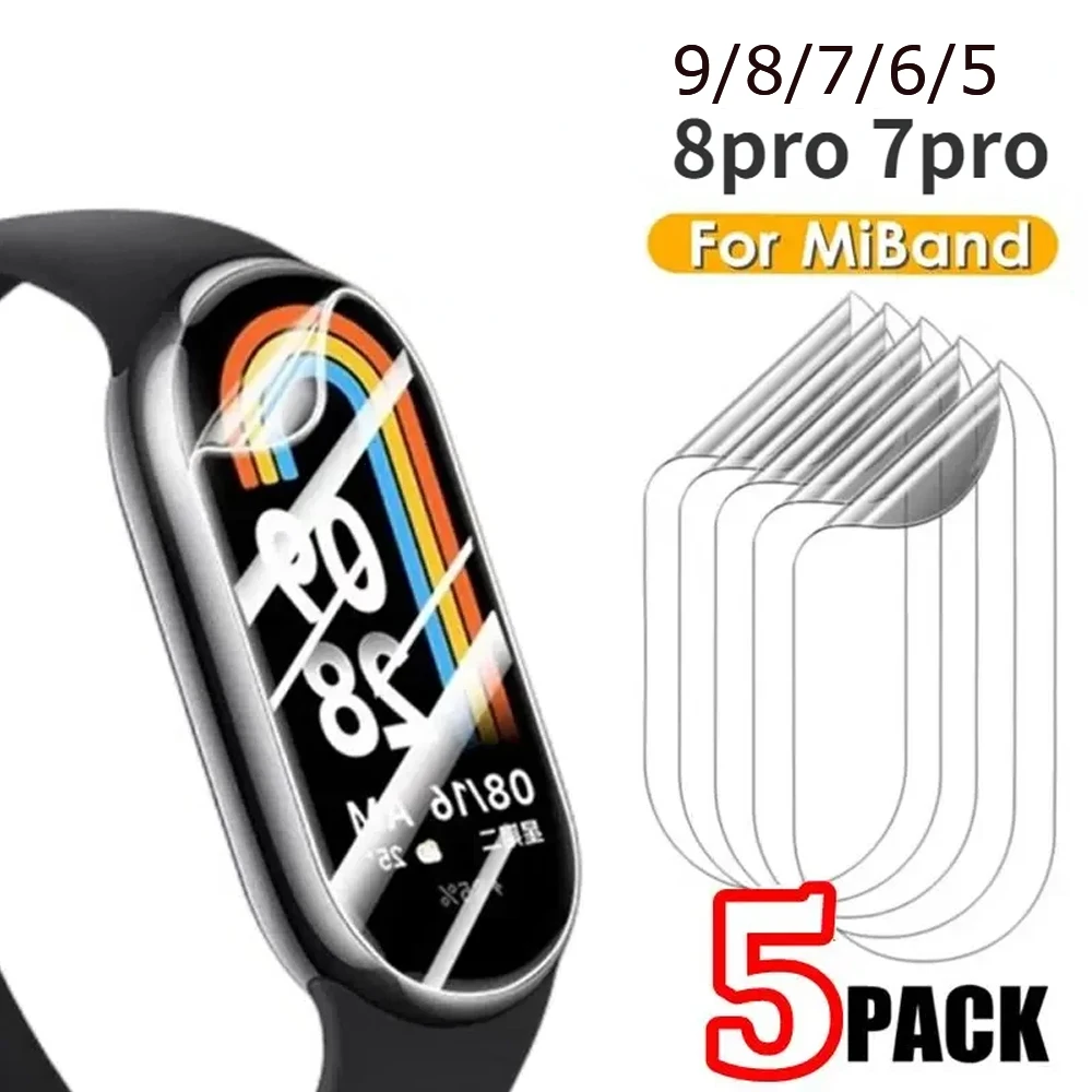 1/3/5PCS 500D Soft Hydrogel Film For Xiaomi Mi Band 8 7 6 5 4 3 Protective Film Xiaomi MiBand 8 7 6 5 Smart Wristband Not Glass
