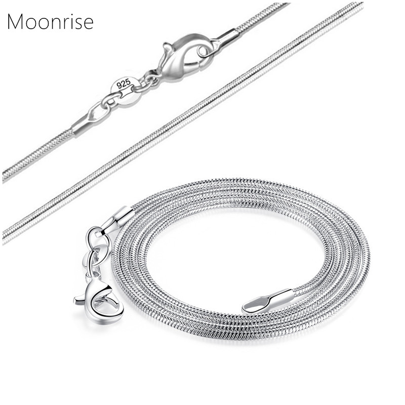1pcs Silver Plated Snake Chain with Clasp for DIY Necklac Jewelry Making, 1.2 mm Necklace Wholesale 10 16 18 20 22 24 30"