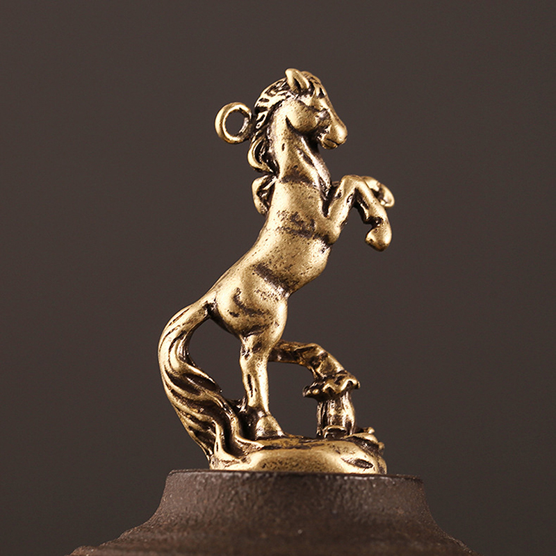 ✰✪1PC Vintage Bronze Zodiac Horse Figurines Brass Animal Figurines Pendant Key Chain Pendant