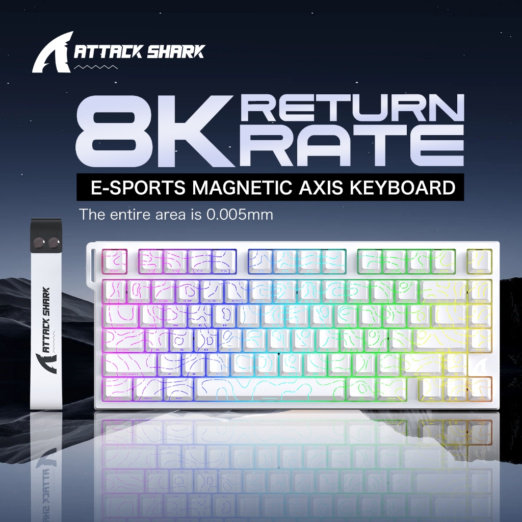ATTACK SHARK R82HE High-Performance Magnetic Axis Keyboard, 8K Rate, 0.08MS Latency, 0.005MM RT Accuracy, 75% Layout, Five-Layer