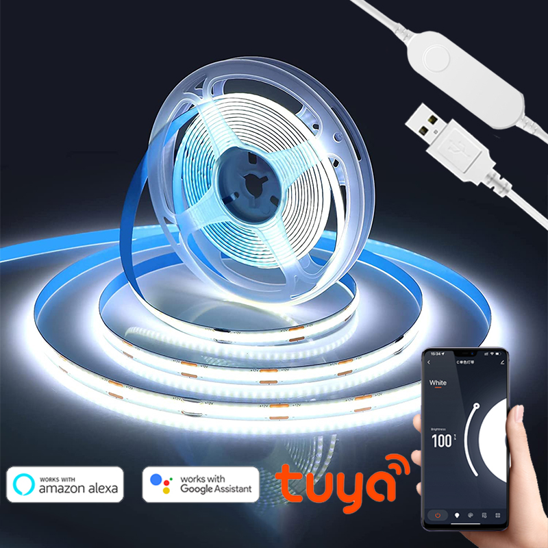 Wireless RGB COB LED Strip Wifi USB LED Lights for Room 576leds/m For Tuya Smartlife APP Control Color Changing RGB Tape Lights lightify