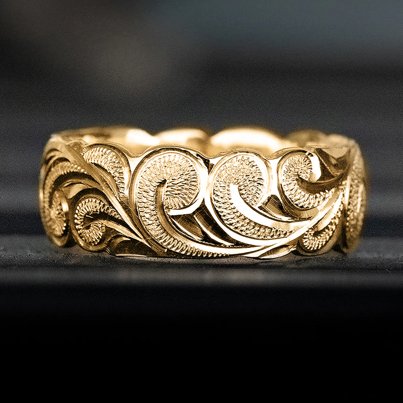 Huitan Bohemia Style Floral Pattern Gold Color Finger Ring for Women Leaf and Flower Carved Design Chic Female Rings Hot Jewelry