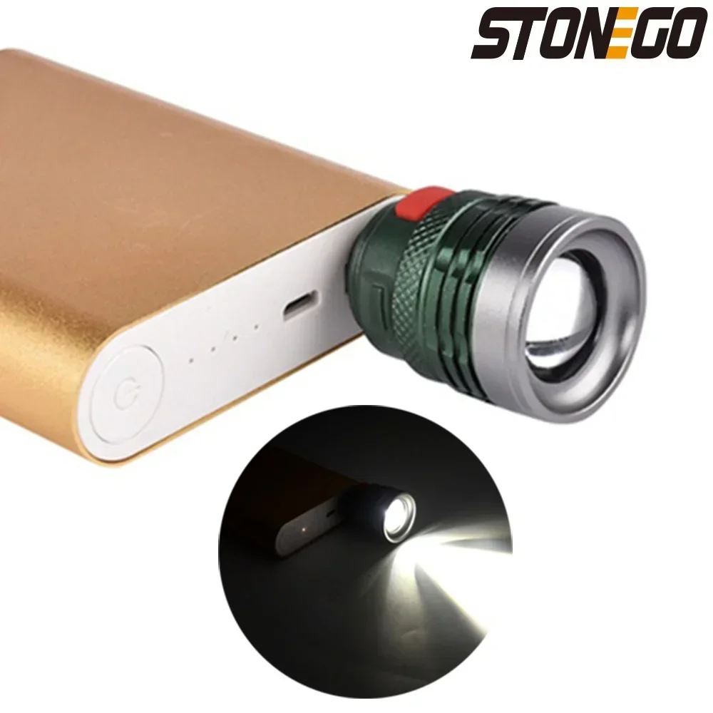 Mini USB Powerful 3 Gears Flashlight Portable Zoomable Lighting Supply Aluminum Alloy Flashlight Filling Light