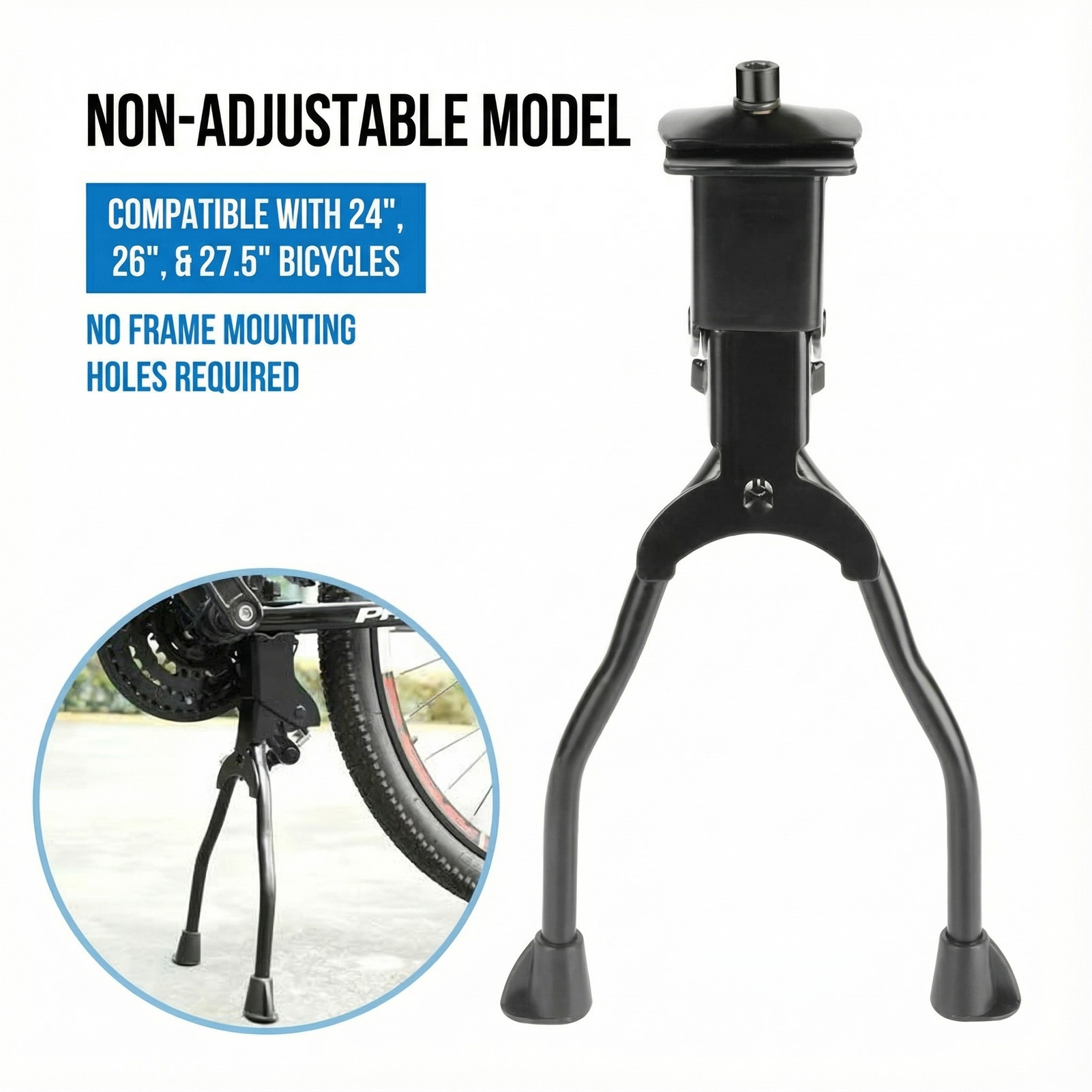 Stainless Steel Foldable Bike Kickstand Adjustable Double Leg Center Stand for Mountain Road Bikes Durable Intermediate Support