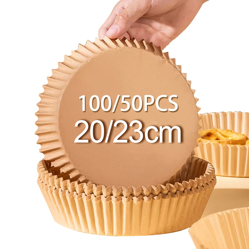 100/50/30PCS Disposable Air Fryer Paper Liner 20/23CM Oil-proof Water-proof Airfryer Disposable Cooking Paper Trays Baking Paper