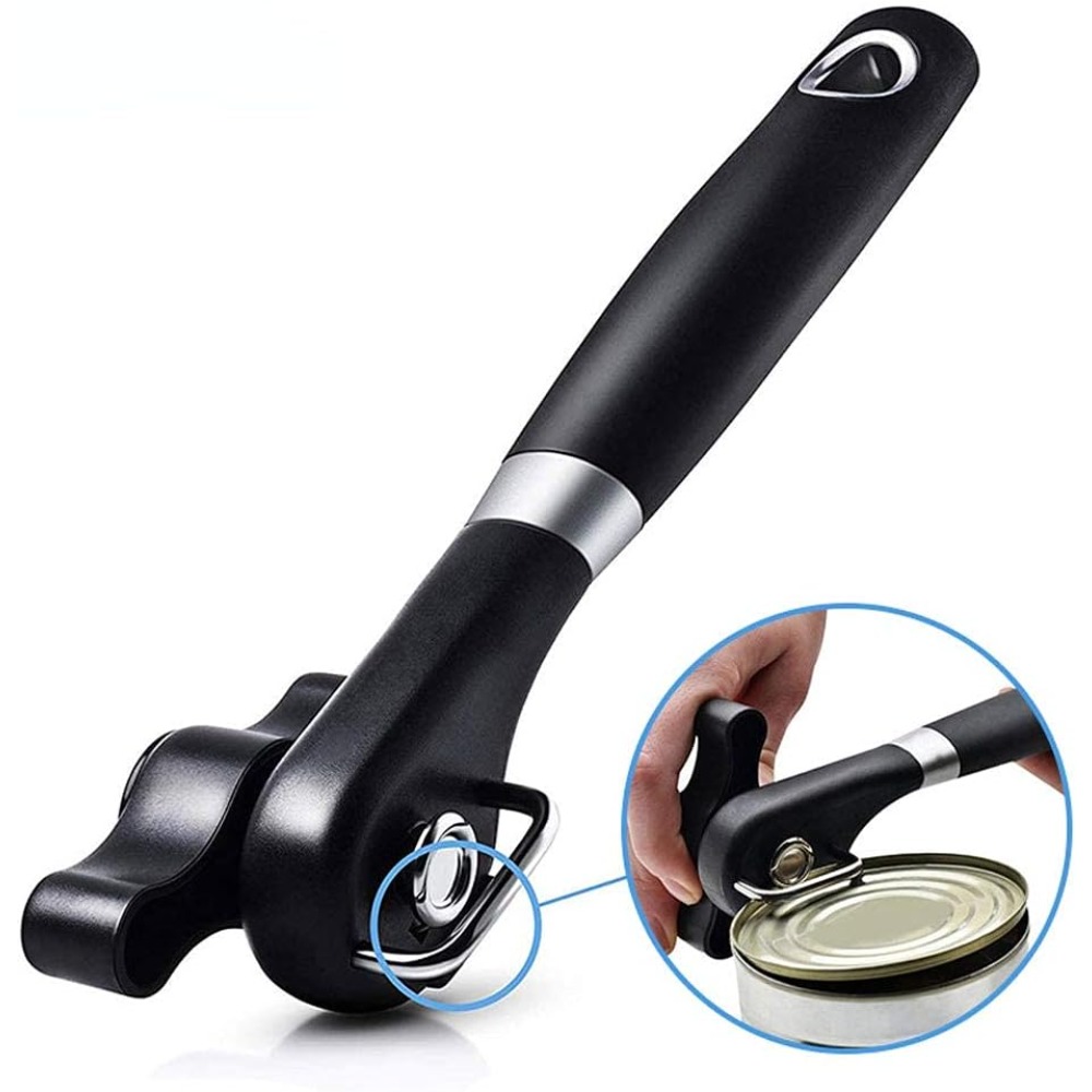 Cut Can Opener Smooth Edge Can Opener - Handheld Easy Turn Knob, Manual Can Opener Stainless Steel for Kitchen & Restaurant