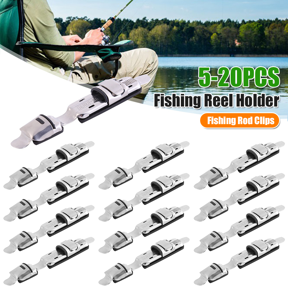 Stainless Steel Fishing Reel Seat Holders Fishing Rod Clips Fish Reel Pole Stands Clamp Fishing Tackle