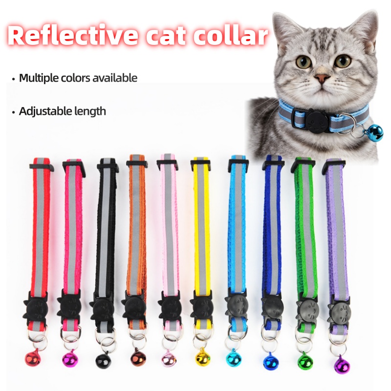 Reflective Breakaway Cat Collars with Bell Safety Buckle Adjustable Soft Kitten Collar Pet Accessories for Cats Kittens