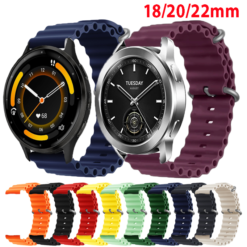 18mm 20mm 22mm Ocean Strap For Watch S3 S2 Mi Watch 2 Pro Sport Silicone Band For Venu 3S 2S GT4 41mm 46mm