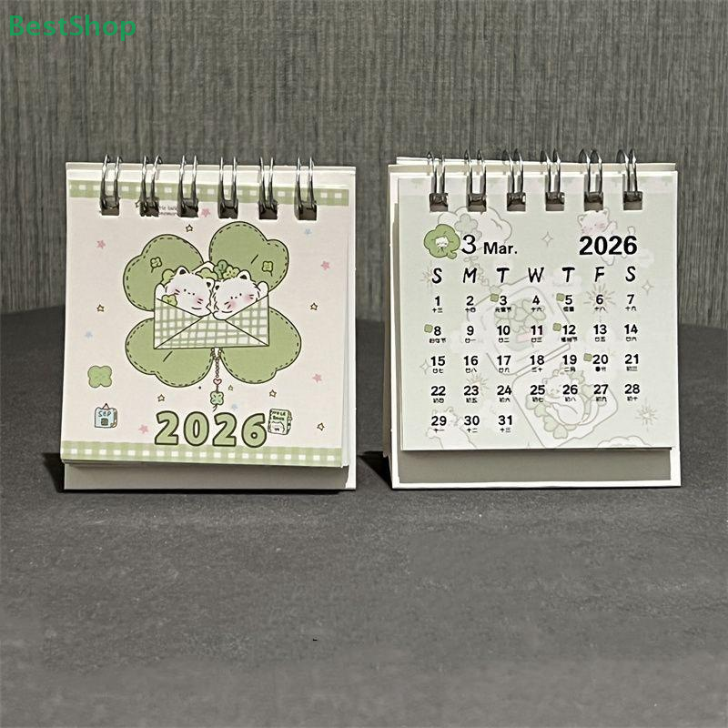 ❤2026 Mini Desktop Calendar Lucky Cat Pattern Design Calendar Portable Coil Calendar Planner For Desk Or Office Use