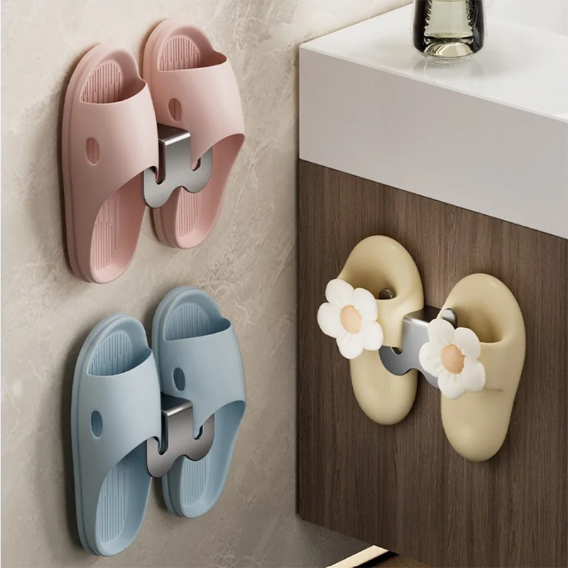 Wall Mounted Bathroom Slipper Rack No Punching Bedroom Neat Storage Shoe Drying Rack Toilet Drainage Slippers Organizer