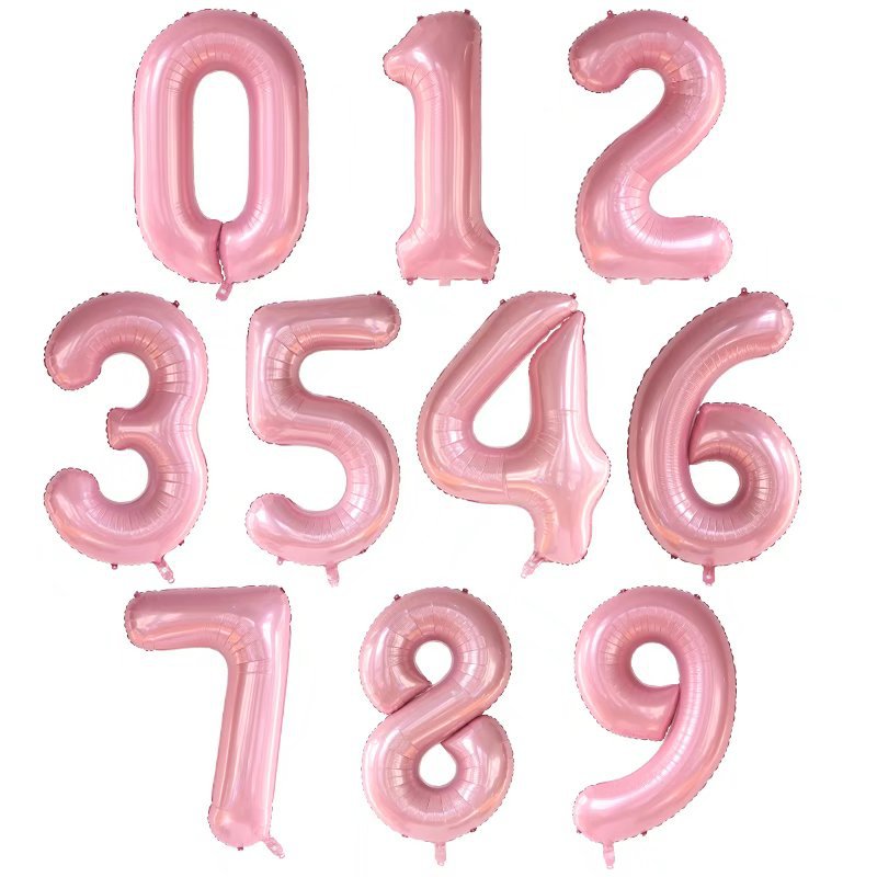 1 PCS 40 Inch Digital Pearl Pink Balloon for Baby Birthday Party Decoration Large Number 0123456789 Helium Ballons