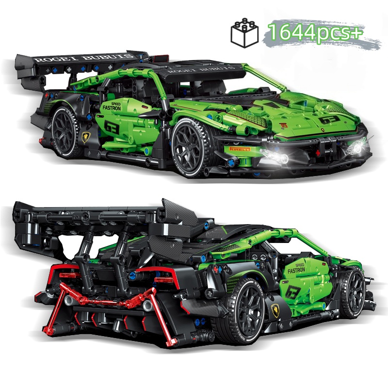 MOC Technical Green Racing Car Building Blocks Set Model Kit DIY Assembly Bricks STEM Educational Toys Kids Birthday ​