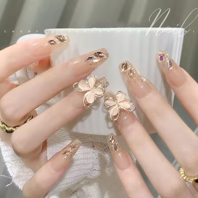 Cats Eye 10Pcs Siver White Crystal 3D Hollow Butterfly Nail Charms Alloy Zircon Nail Gems Luxury Diamond Butterfly Nail Charm dr. eyemo