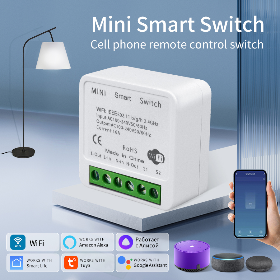16A 20A Tuya Smart WiFi Switch RF 433Mhz Receiver Breaker Relay Module 2-way Control Smart Life App Remote Alexa Home