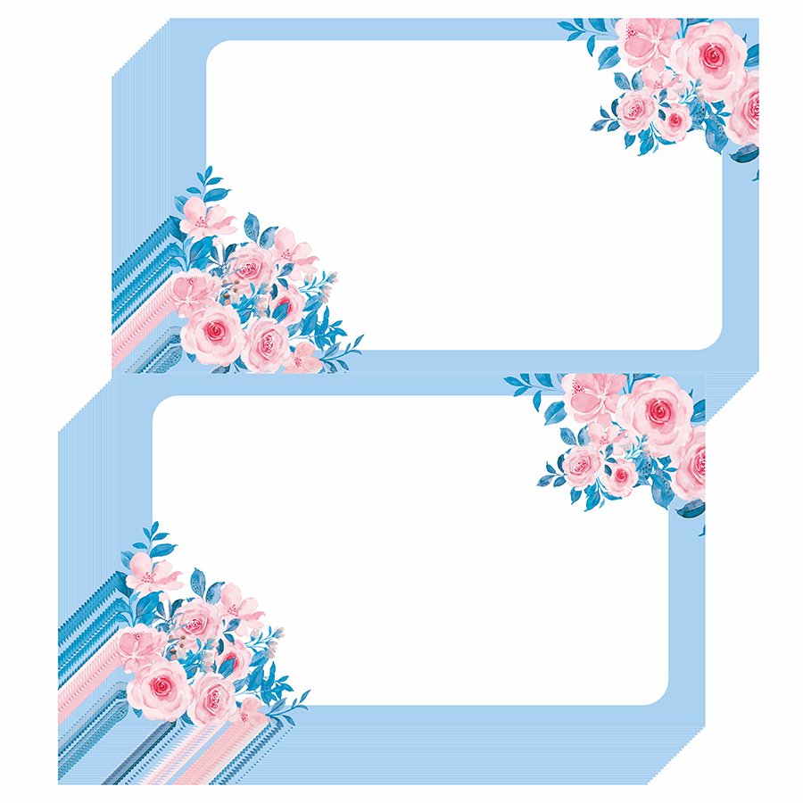100 Pcs Blue Floral Blank Note Cards - Elegant Pocket-Sized Greeting Cards for Business, Boxes, Events & Daily Use