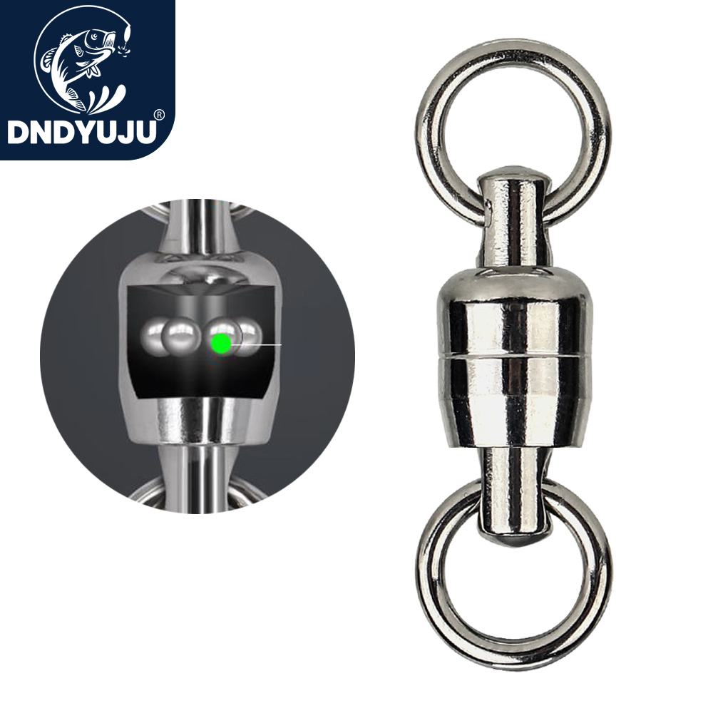 DNDYUJU 50pcs Heavy Duty Ball Bearing Fishing Connector Rolling Swivel Stainless Steel Solid Ring Fishing Accessories