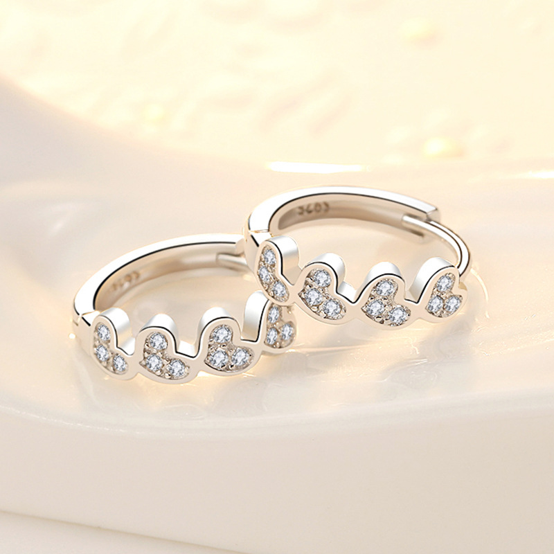 925 Silver Earrings Jewelry High Quality Retro Simple Pattern Purple White Zircon Earrings Hot Sale
