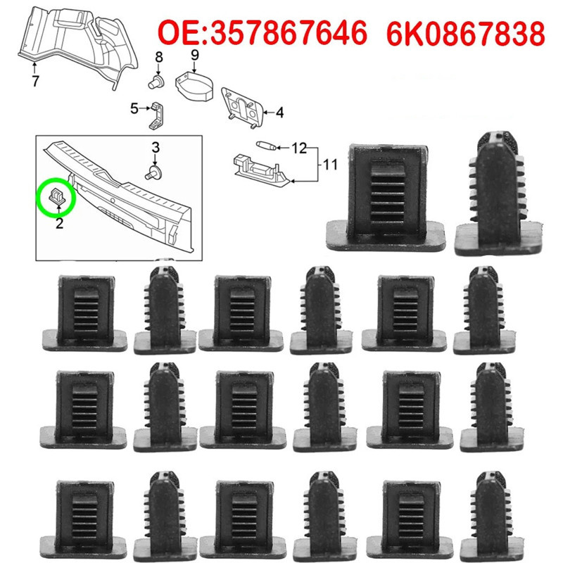 10pcs Headlining Roof Lining Rear Body Panel Trim Clips For VW Golf MK4 MK5 Polo Jetta Eos Bora Touran Caddy Passat B3 357867646