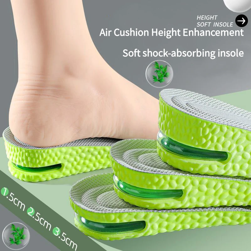 1 Pair Breathable Air Cushion Acupoints Arch Insoles Shock Absorbing Anti-Odor Sweat Insole Height Increase Pad for Sports Shoes