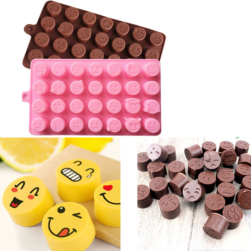 Silicone Cake Mold 28 Grid Smiley Memes Expression DIY Chocolate Fudge Cake Ice Cube Mold Kitchen Baking Tool For