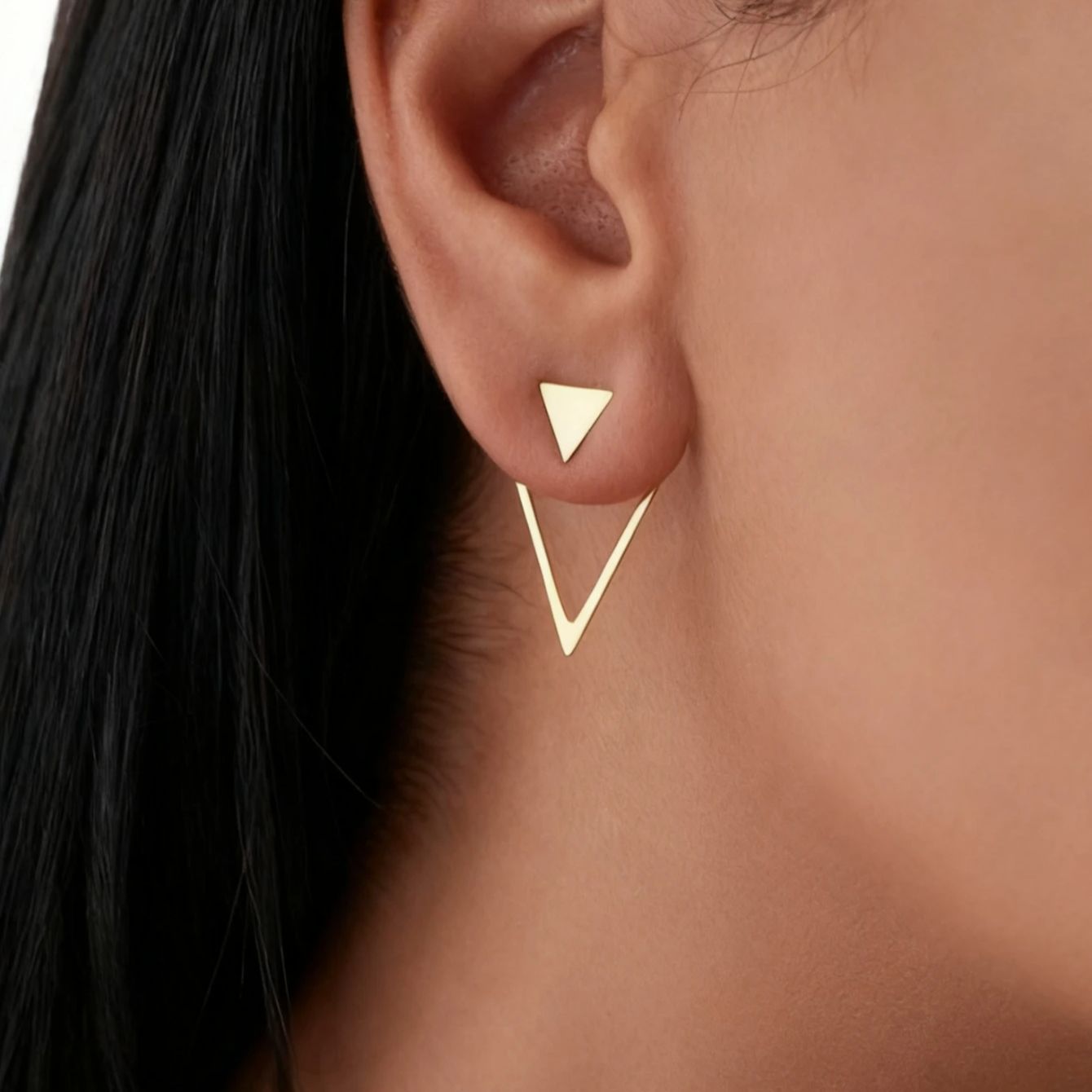 1 pair of triangular geometric back hanging earrings, one pair of fashionable women's earrings to be worn twice