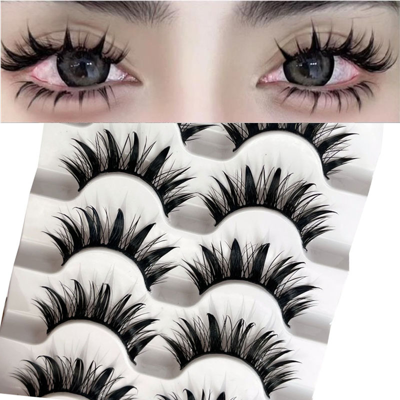 5 pairs of natural hard stems, black line stems, fake eyelashes, 3D stereoscopic manga, demon curls, and curled eyelashes dr. eyemo