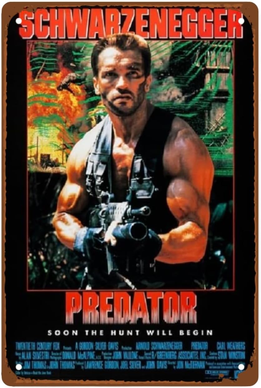 Predator Movie Man Cave Decor Classic 80s Retro Poster Metal Wall Tin Sign Gift Vintage Decorations ;