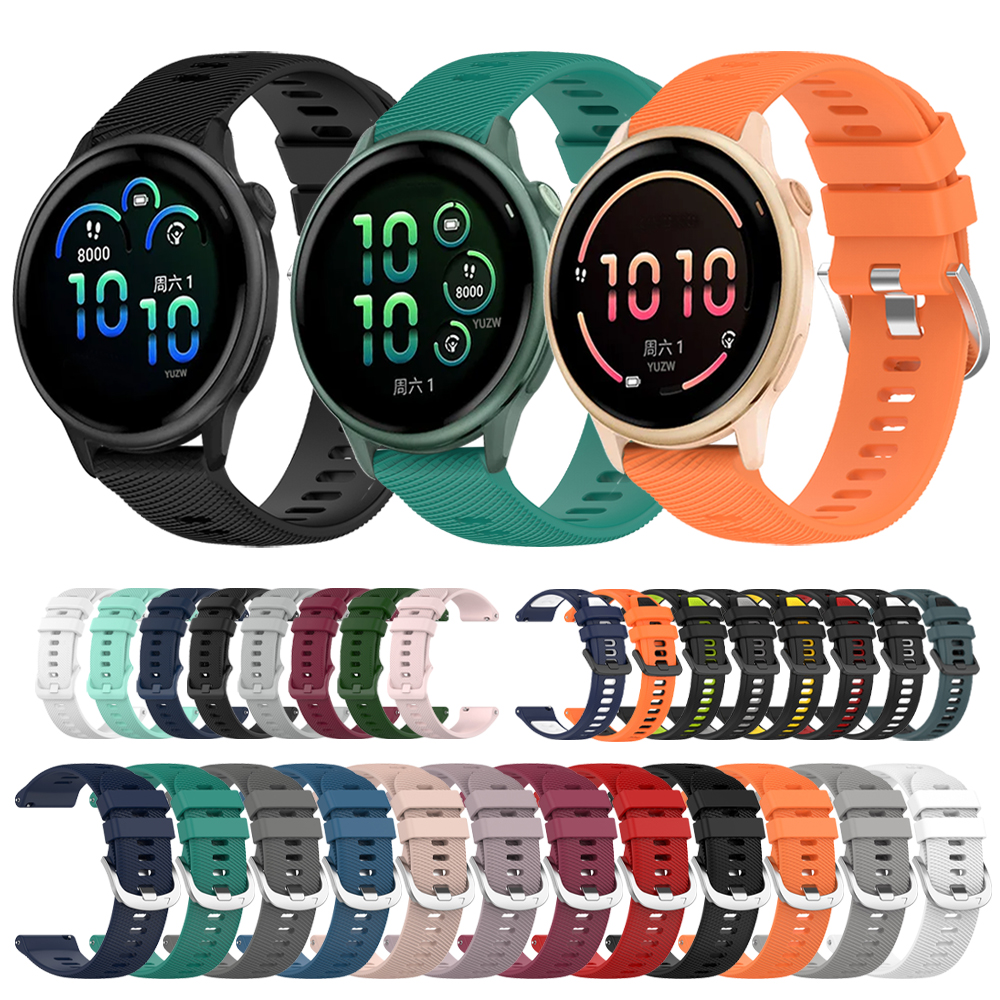Official Watch Band 20mm 22mm for Vivoactive 6 5 3 strap Venu 3/Forerunner 265 255 245 165 Music Sports Silicone Bracelet