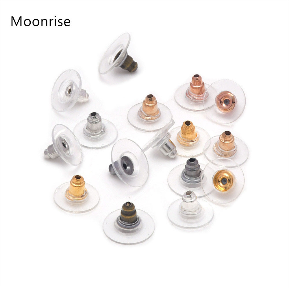 100pcs Clutch Earring Backs with Pad Ear Nut Stainless Steel Earring Stopper Plugs For Jewelry Findings Components