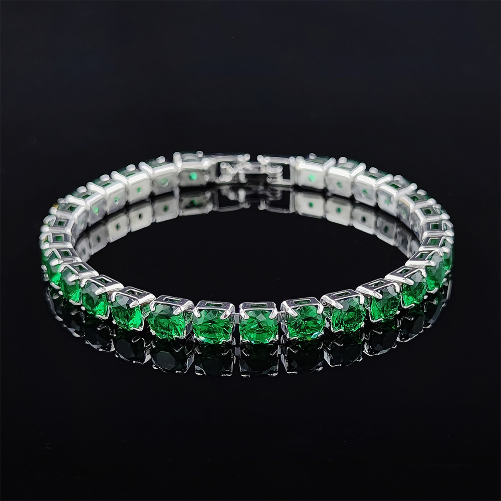 2024 4mm Luxury Round Silver Green Multi Color on Hand Bracelet Bangle for Women Anniversary Jewelry S5787