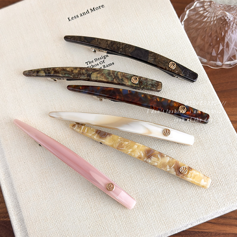 1pc Minimalist One Word Gold Label Spring Clip Women's New Style Korean Rear Head Grip Clip Headpiece